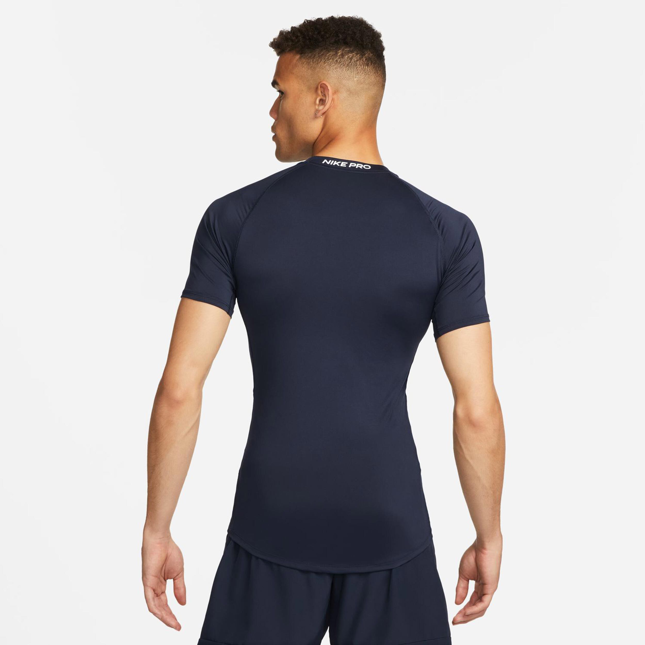 Nike Dri-Fit Pro Tight Fitness T-shirt Hommes - Bleu Foncé , Blanc