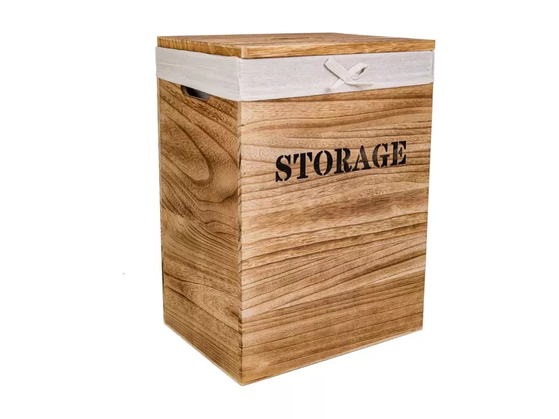 Ensemble de 2 paniers à linge en bois 40x30x54-34x26x47