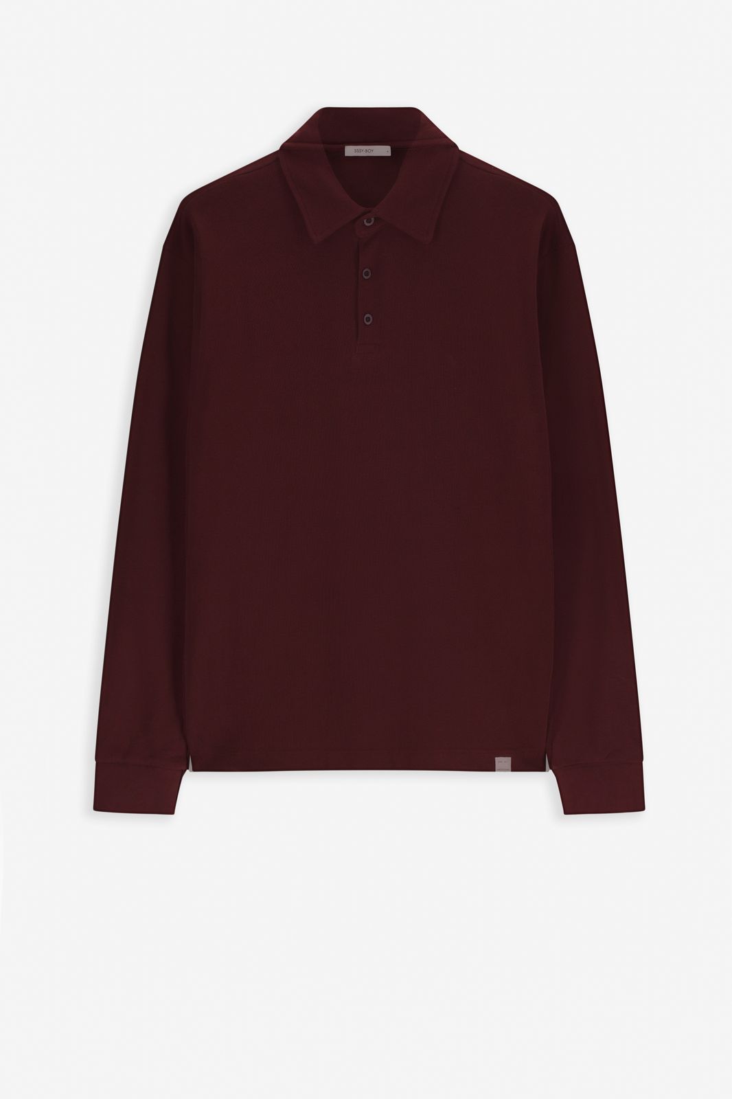 Donkerbruine pique polo met lange mouwen