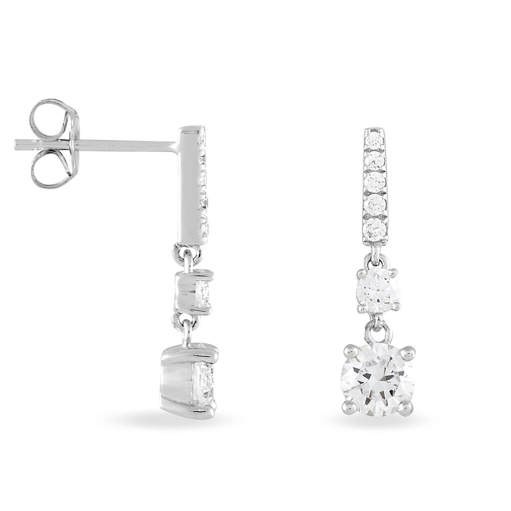 Boucles D'oreilles Pendantes Corianne Argent Blanc Oxyde De Zirconium