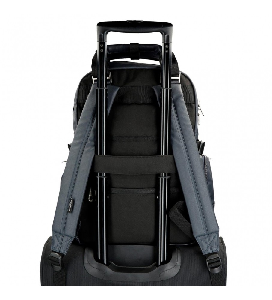 Mochila para laptop Pepe Jeans de 15 polegadas, modelo Hatfield, adaptável, azul marinho.
