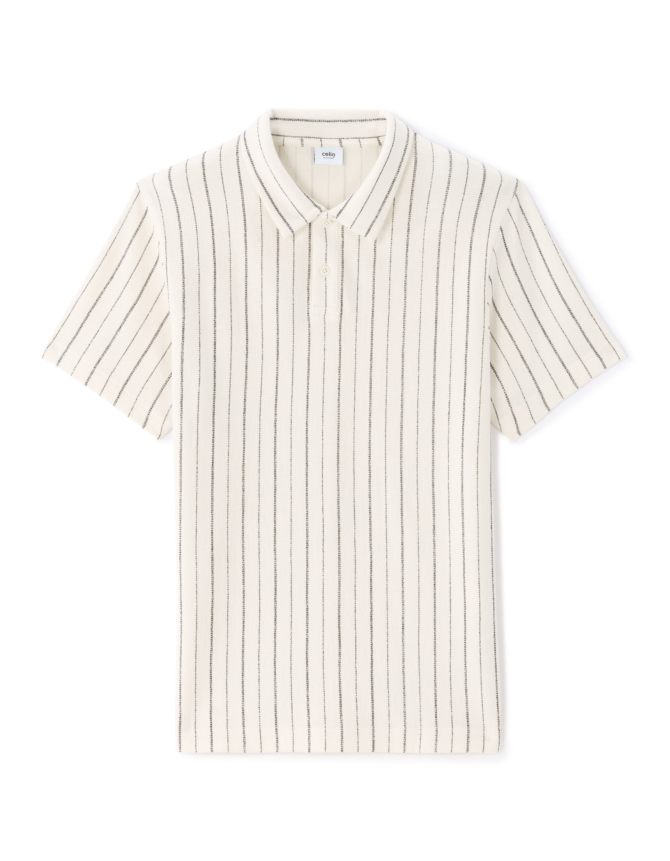 Polo regular rayé et texturé - écru