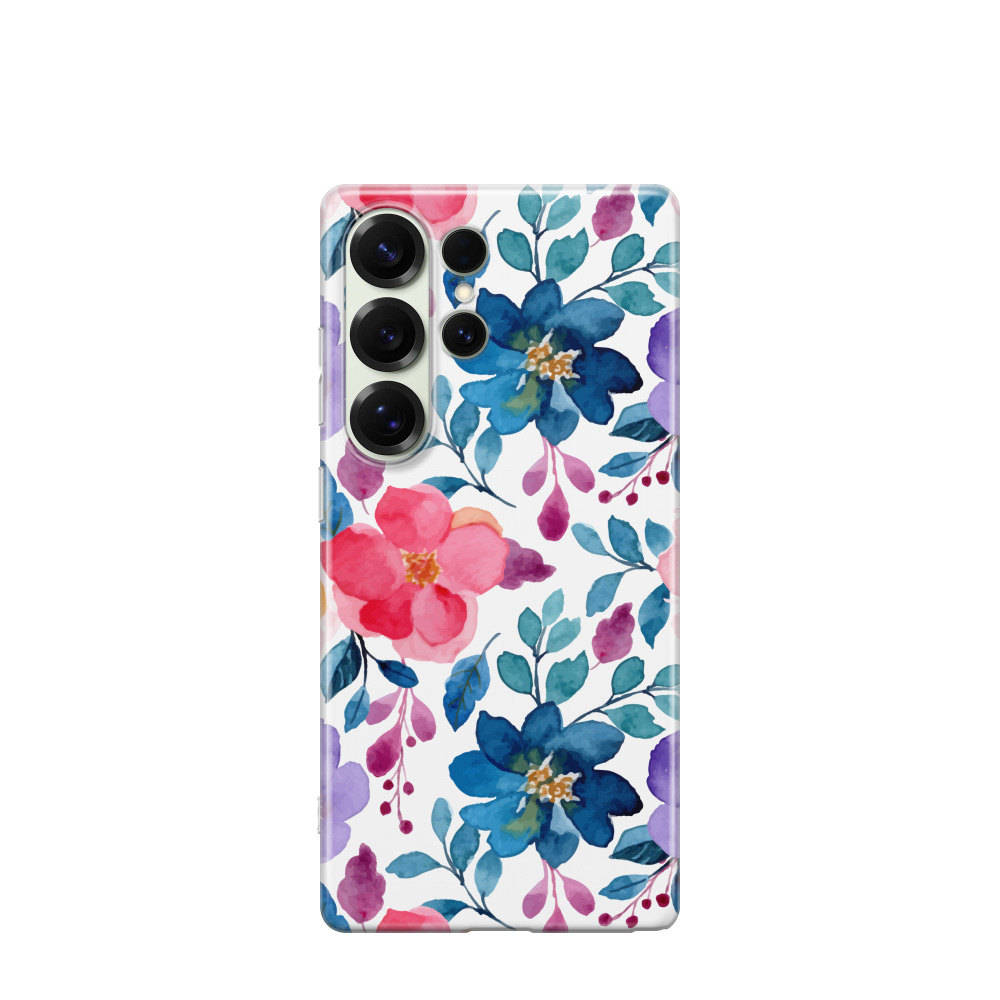 Samsung Galaxy S25 Ultra Gummi Hülle Aquarellblüte - Versch. Farben
