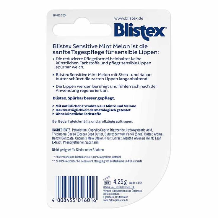 Blistex Sensitive Mint Melon Stift, 4.25 g
