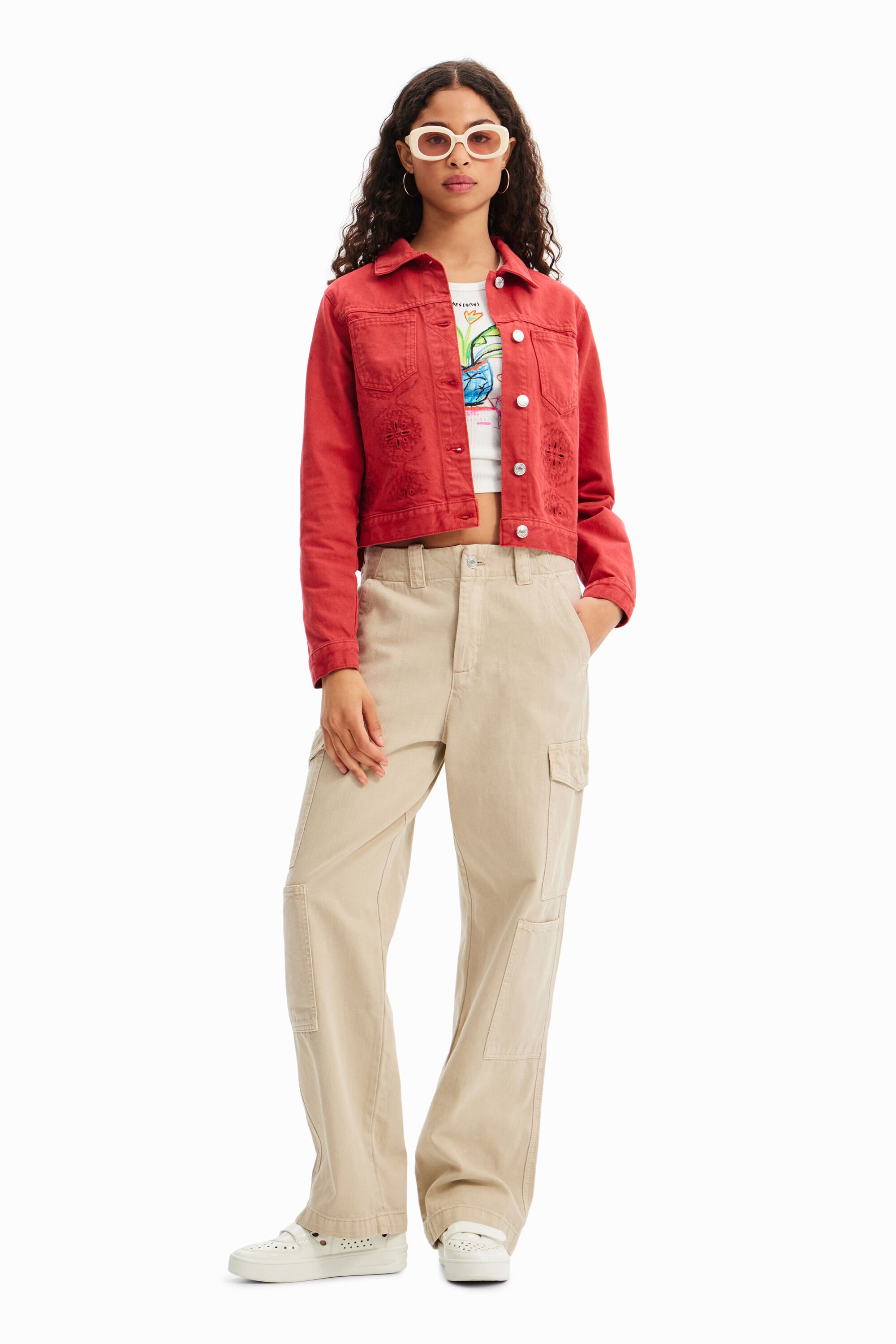 Veste jean ajourée