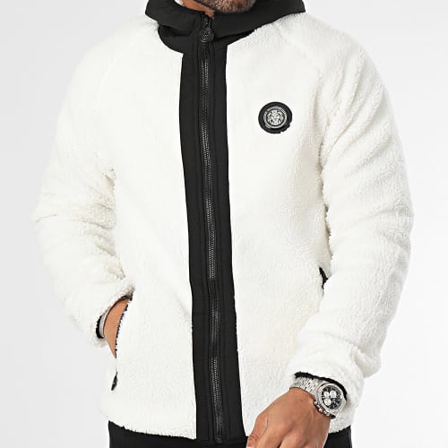 Veste Zippée Capuche Fourrure Mouton Oveja Blanc