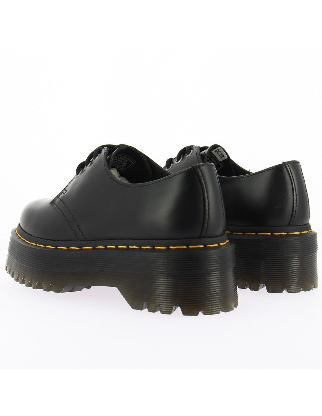 dr martens mocassins compensées femme 1461 quad cuir polished smooth noir