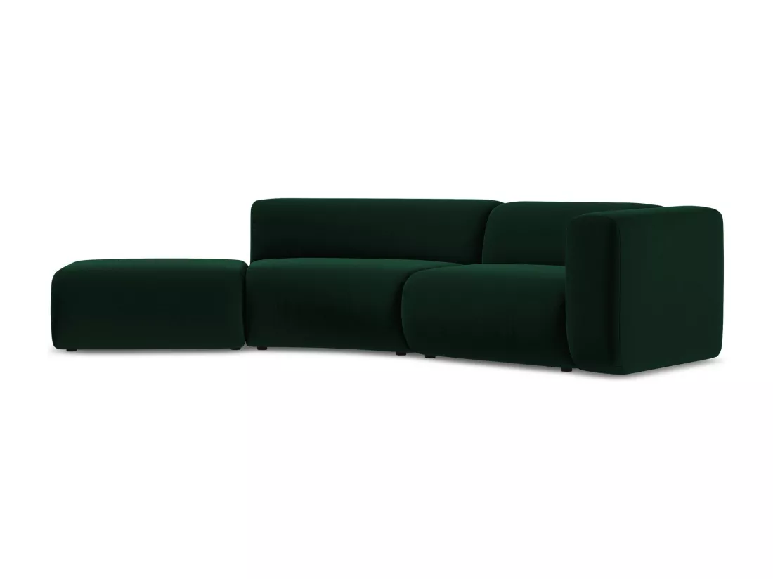 Canapé modulable 4 places gauche en velours - bouteille verte - EKAHI