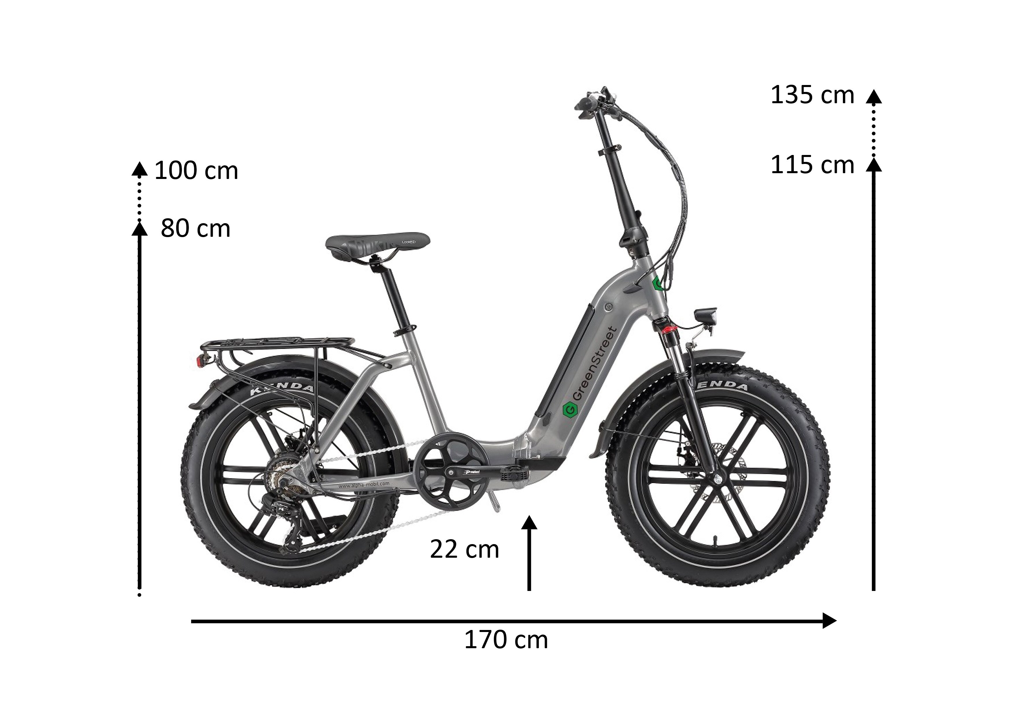 GreenStreet E-Bike Tiefeinsteiger Klapprad GS5 250 W 20 Zoll grau