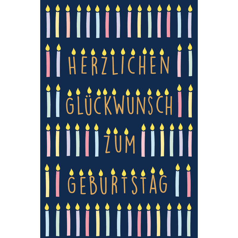 ABC Geburtstagskarte, 12.5 x 17.6 cm, Brennende Kerzen