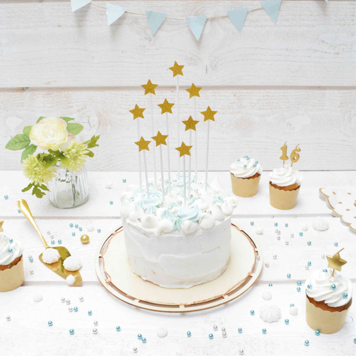 15 bougies d'anniversaire étoiles dorées