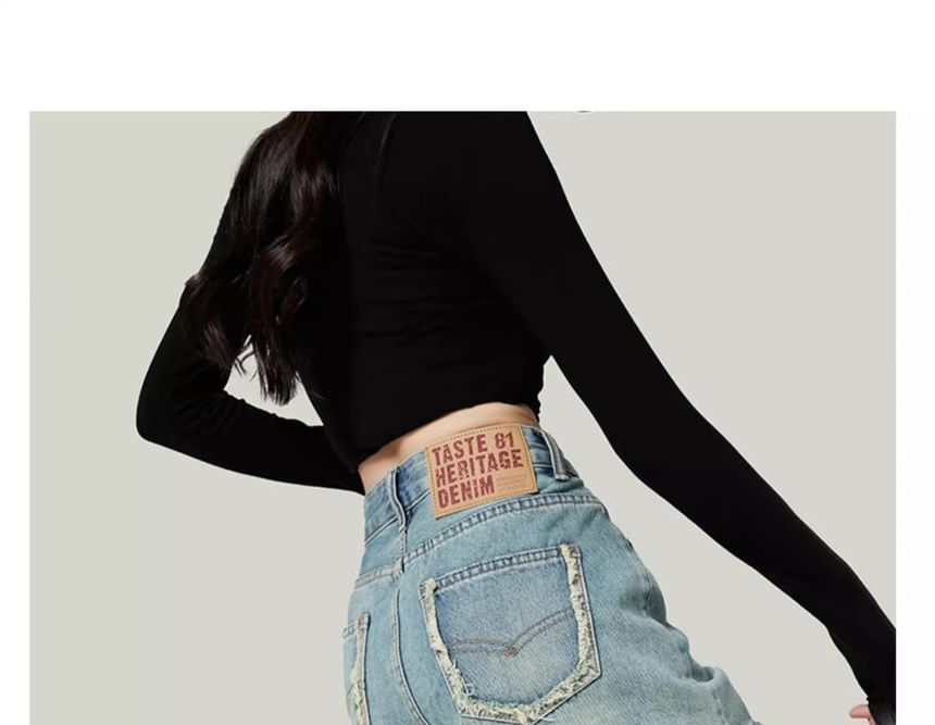 Girliepairs - Hoge taille, gewassen, gerafelde, wijde denim shorts