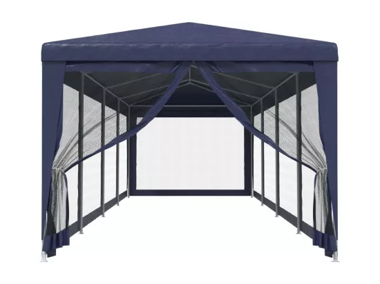 Tente de fête et 10 parois latérales en maille Bleu 3x12 m PEHD