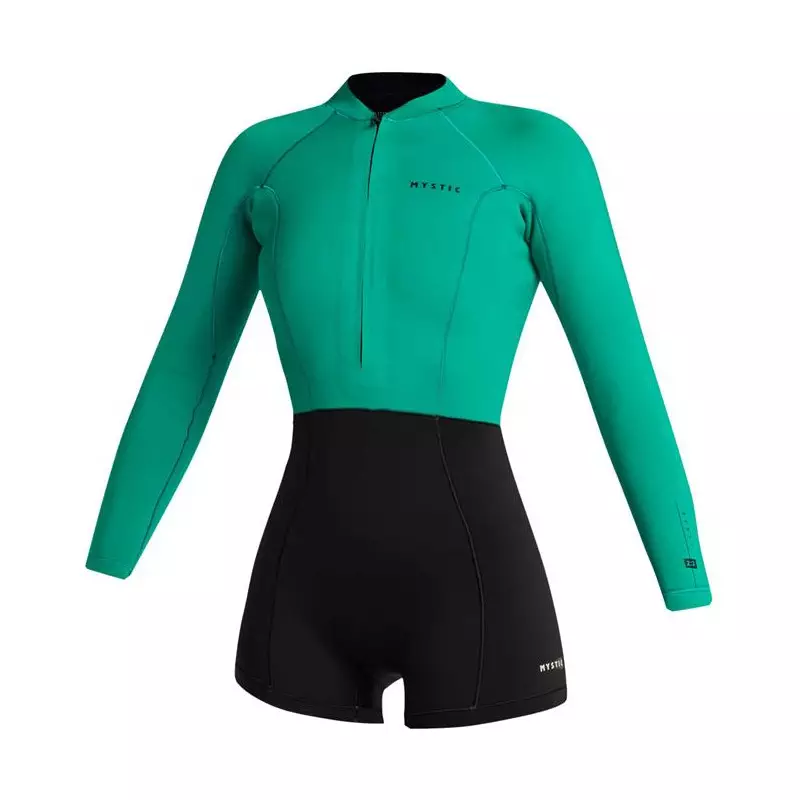 Combinaison shorty femme MYSTIC Lunar Longarm 2/2mm Fzip Black / Green