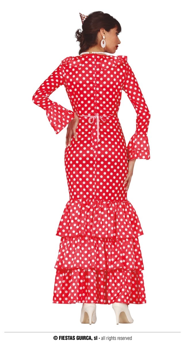 Spaanse Jurk Flamenco Witte Stippen