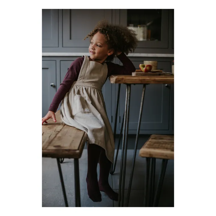 The Simple Folk Collants Coton Bio Côtelés | Prune