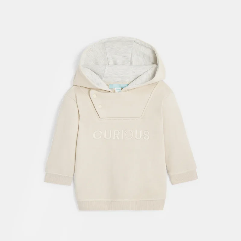 Sweat molleton à capuche beige bébé garçon Beige