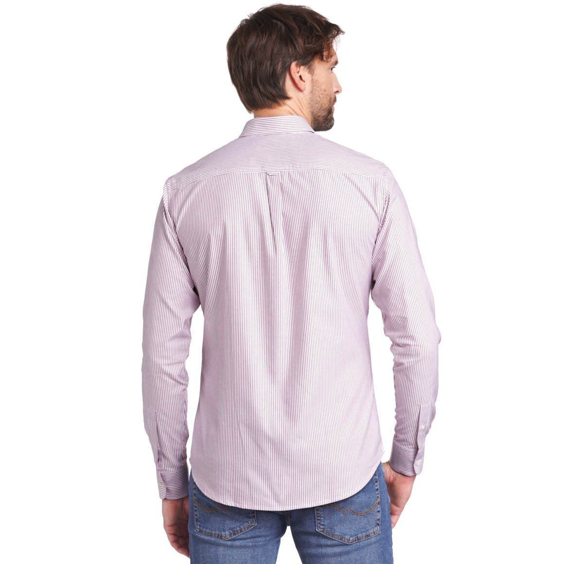 Jonas Nielsen Herren Hemd mit Button-down-Kragen dunkelrosa / weiss