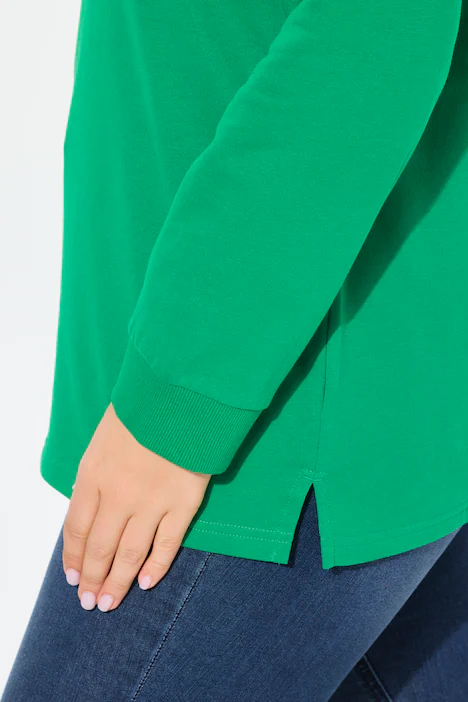 Sweatshirt, Classic Fit, HELLO, Stehkragen, smaragdgrün