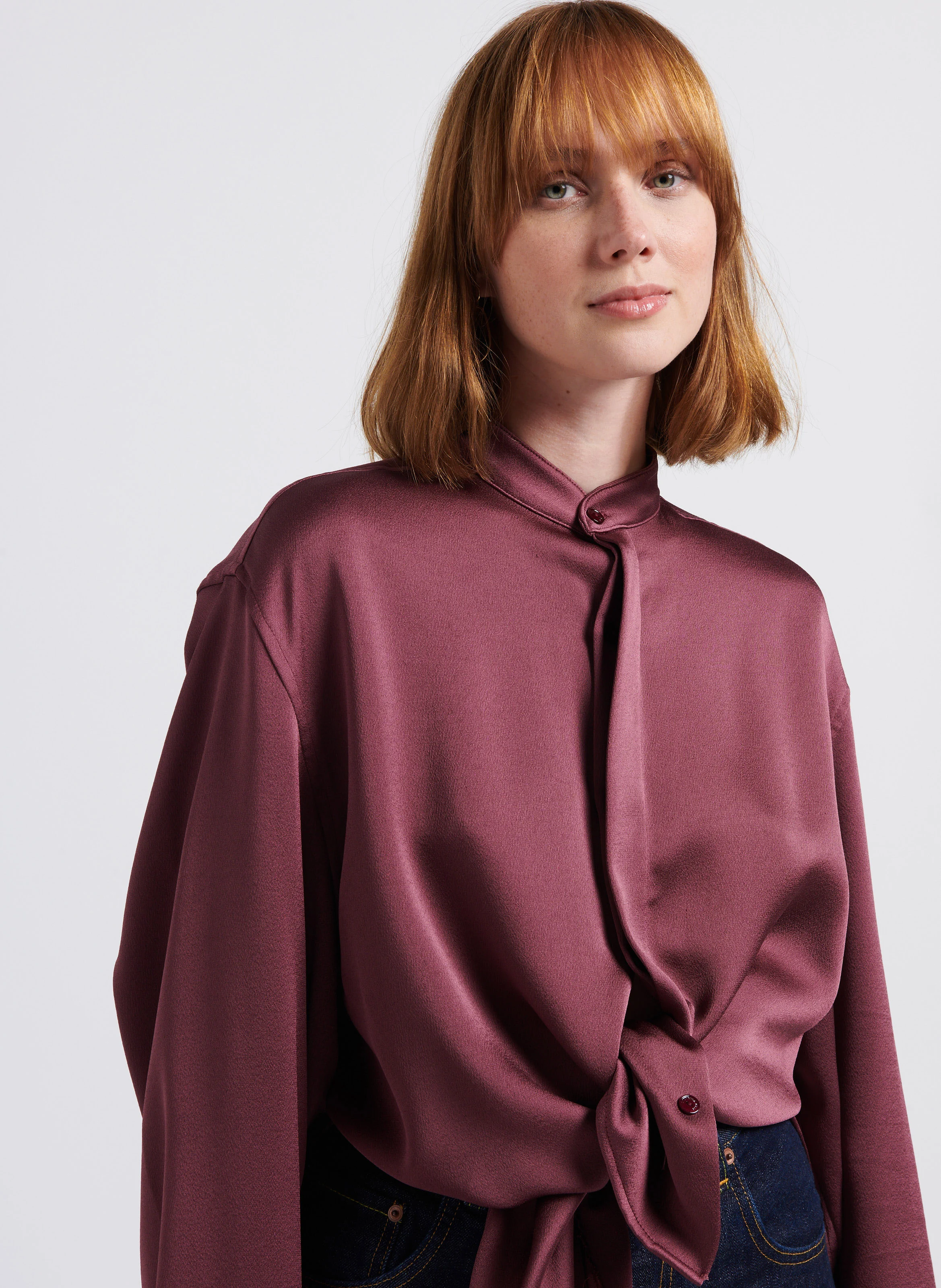 TENT BIS - Chemise col mao satinée |