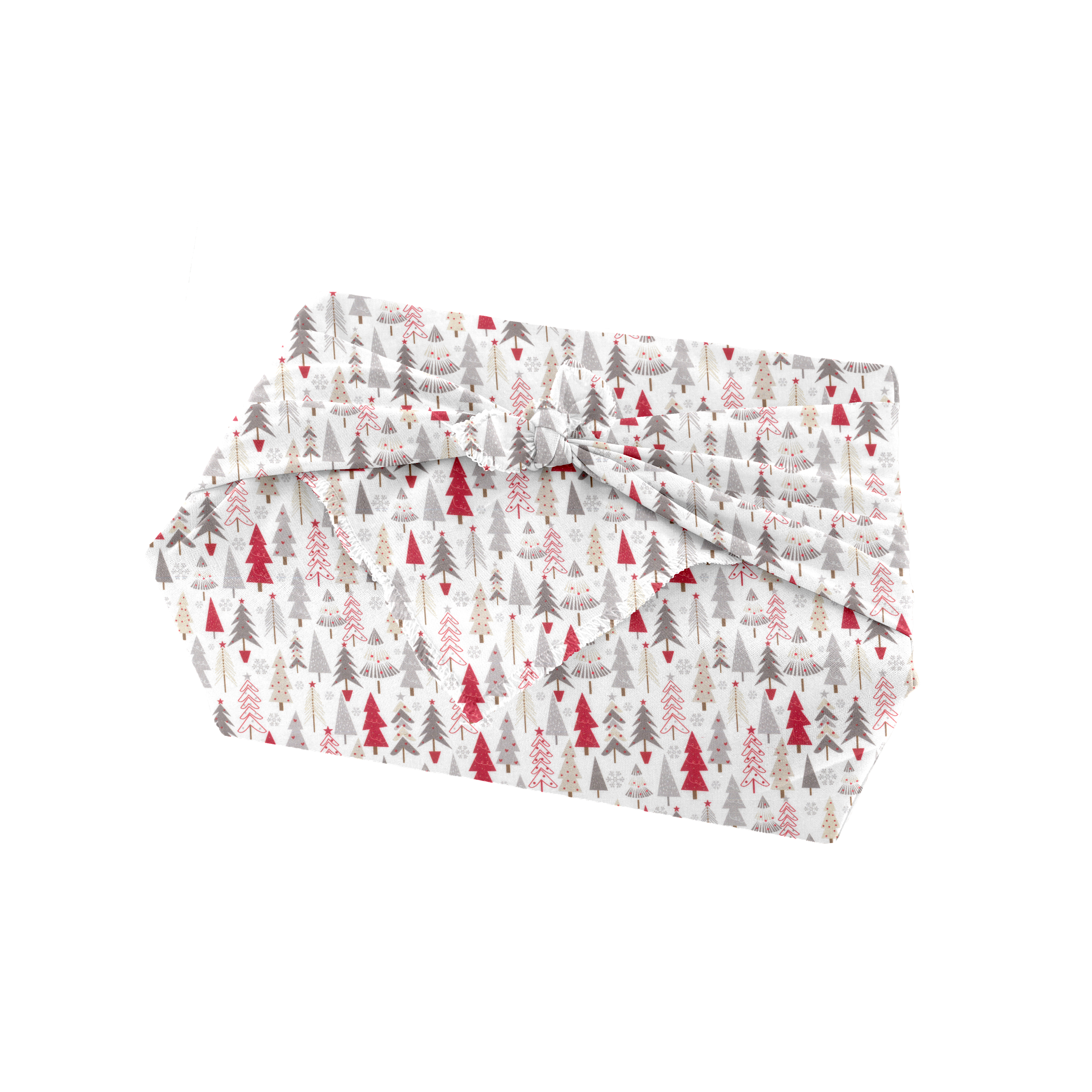 Furoshiki Moyen 48 X 48 Cm Sapin Gris Rouge Ex1113