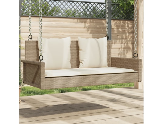 VIDAXL - Balancelle avec coussins beige 119x56x48 cm résine tressée