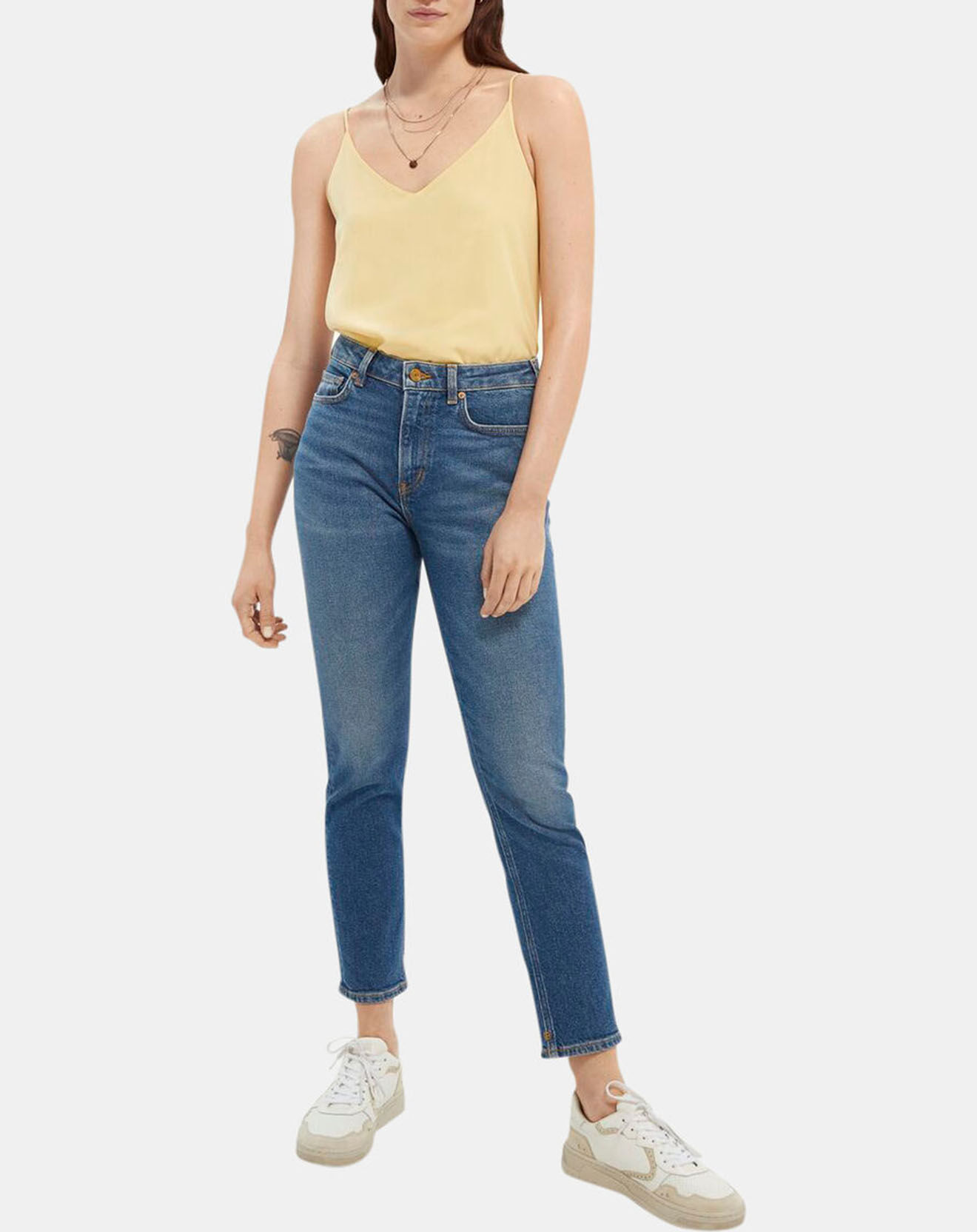 Scotch & Soda Jean Slim High Five Taille Haute bleu