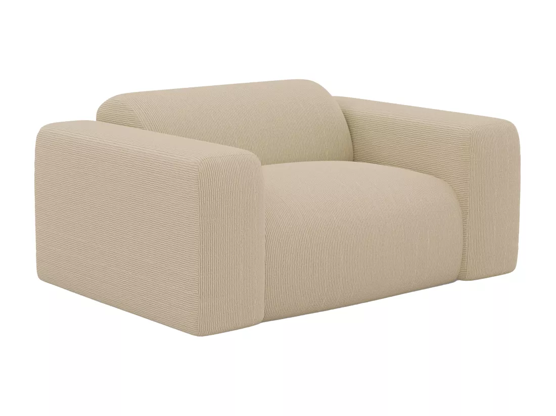 Canapé 3 places et fauteuil en tissu texturé beige POGNI de Maison Céphy
