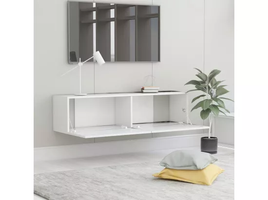 Meuble TV Blanc 120x30x30 cm Bois d’ingénierie