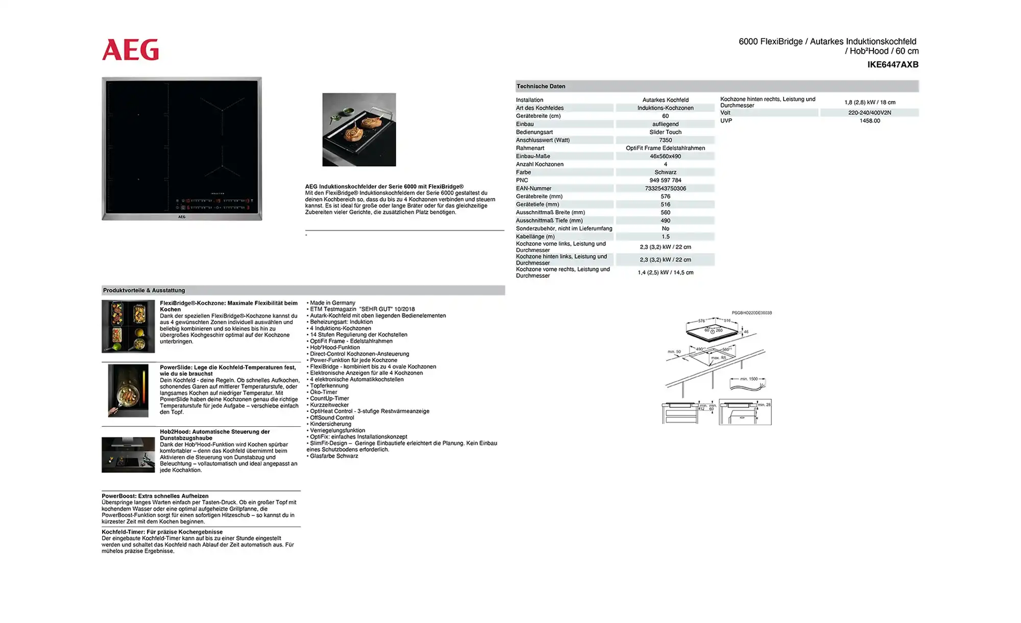 AEG Induktions-Kochstelle IKE6447AXB