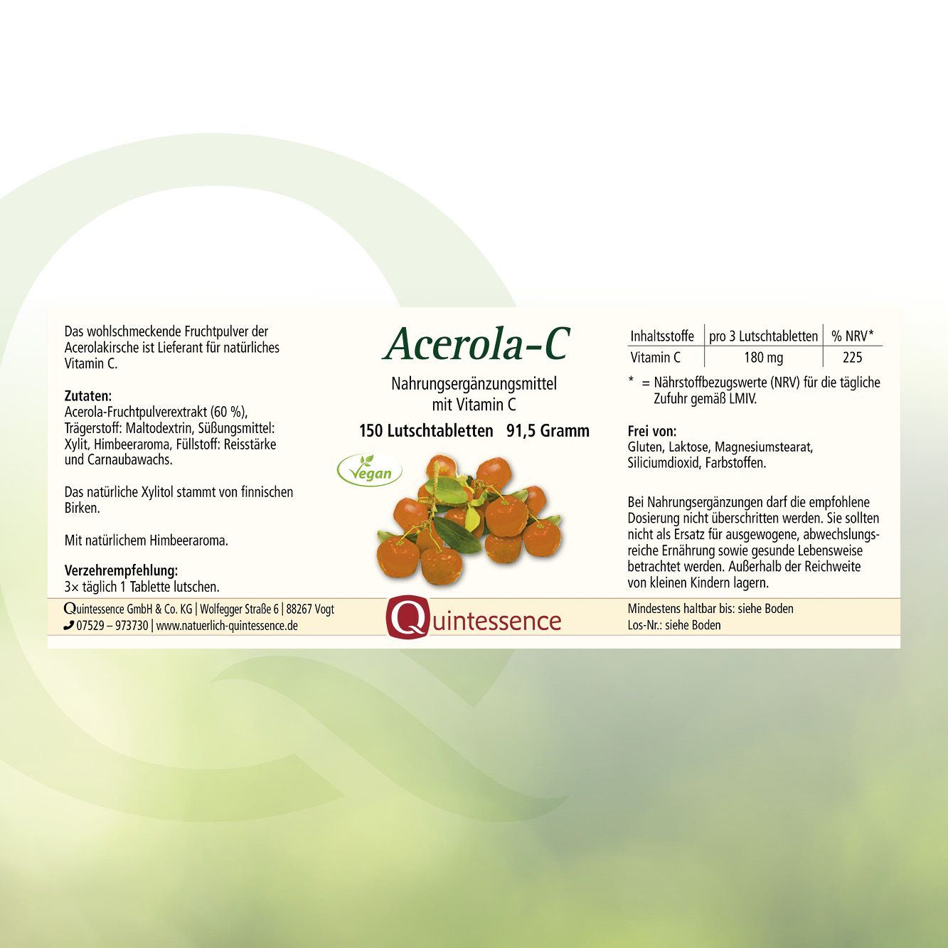 Acerola-C Lutschtabletten von Quintessence