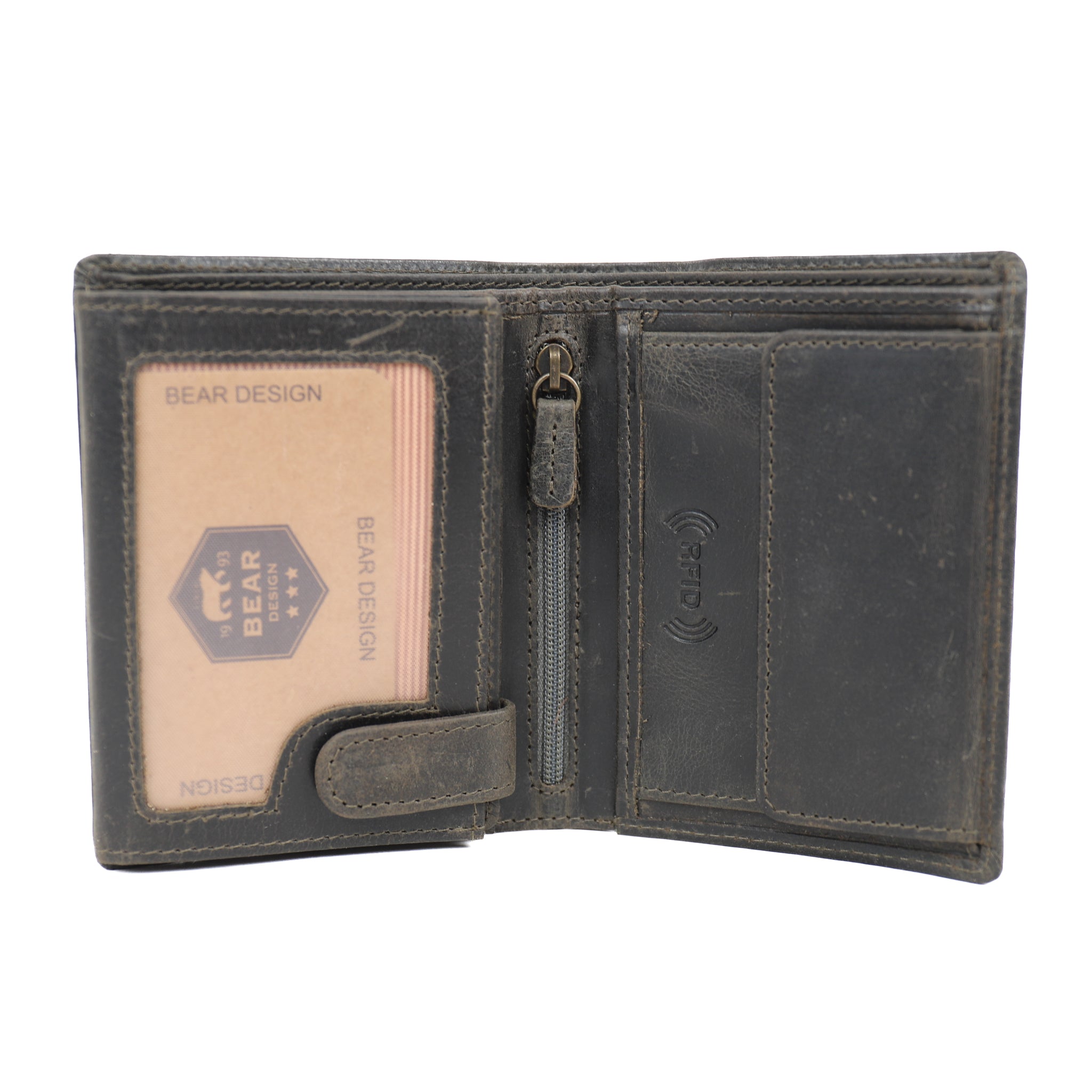 Hoge billfold 'Klaas' vintage grijs Vintage grijs
