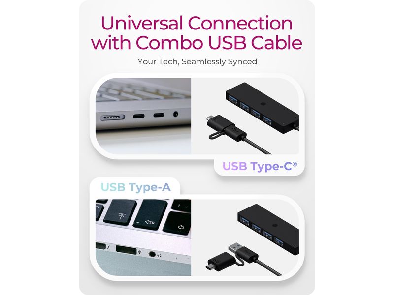ICY BOX USB-Hub IB-HUB1424-C3 4-Port 4-Port Hub mit USB Type-C und Type-A Host-Anschluss