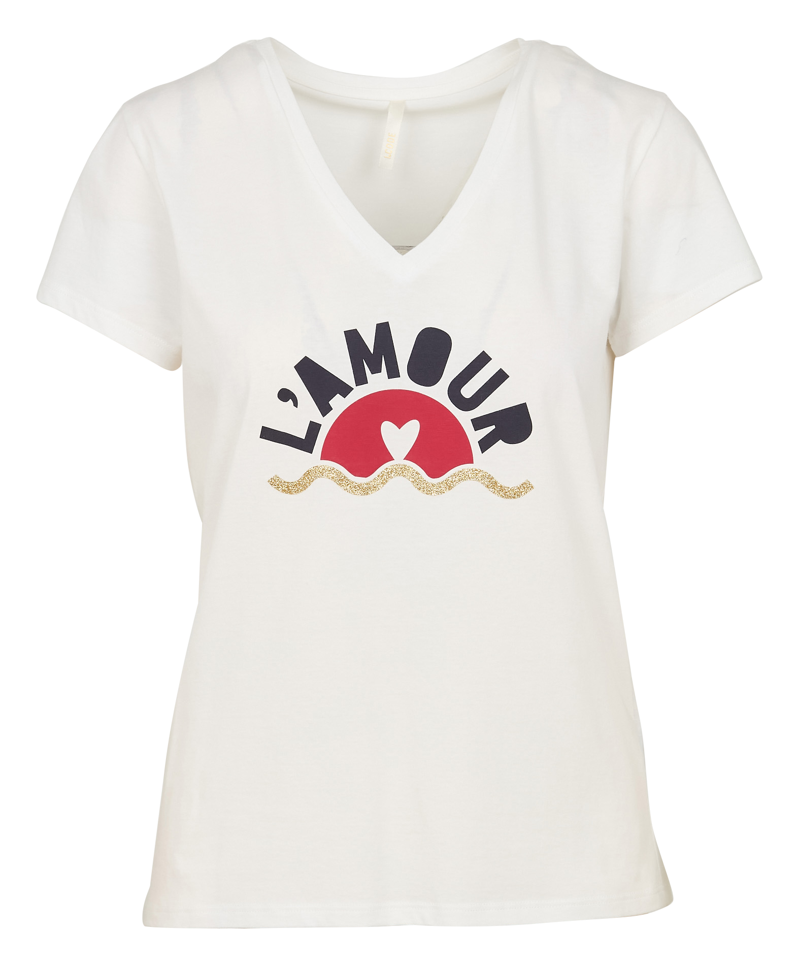 Tee-shirt col V sérigraphié en coton | Blanc