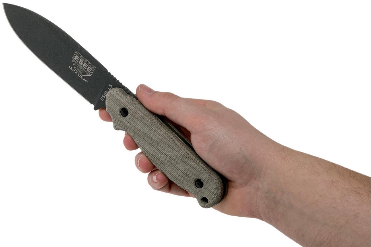 ESEE Laser Strike Tactical Gunsmoke LS-PTG survivalmes met kydex schede   riemclip