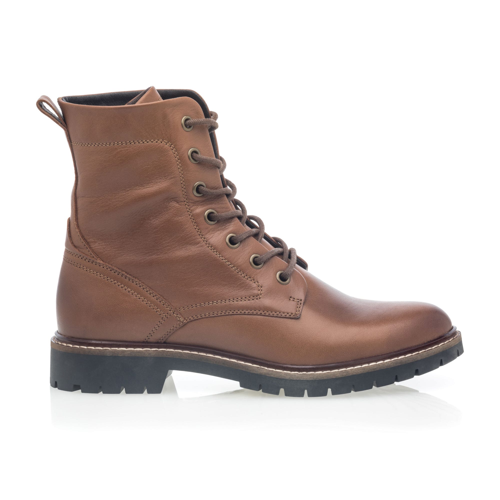 Bottines à lacets Femme en cuir cognac