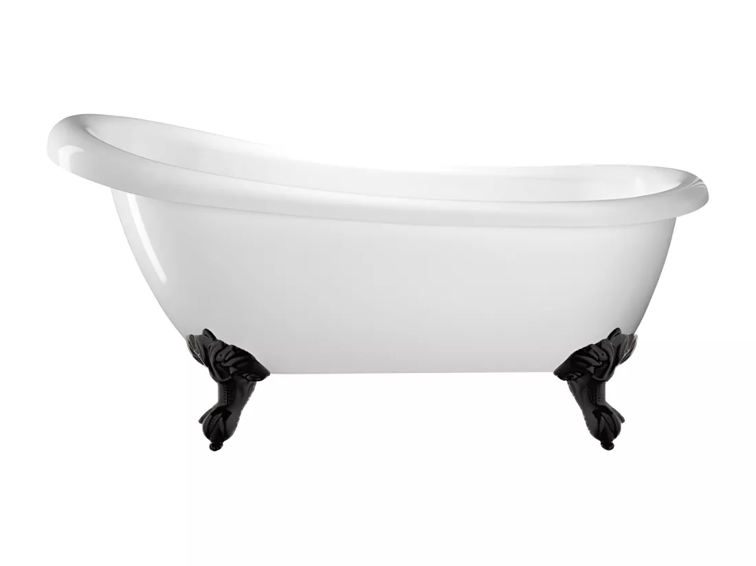 Baignoire ancienne rétro sur pieds RICHMOND Blanche 171 cm Pieds d'Aigle Noirs