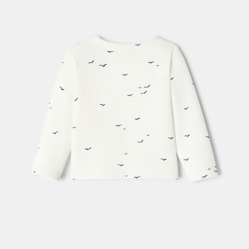 T-shirt manches longues en coton bio blanc bébé fille Absorba Blanc