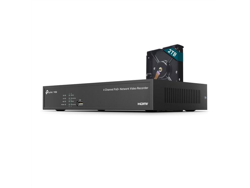 TP-Link Netzwerkrekorder VIGI NVR1004H-4P 2 TB, 4 Kanal 4-Kanal-PoE -Netzwerk-Videorekorder