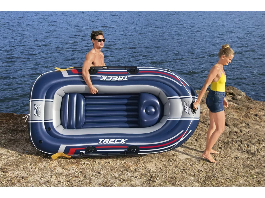 Bateau Gonflable Bestway Hydro-Force Trek X2 255x127 cm 2 Personnes Pagaie et Pompe