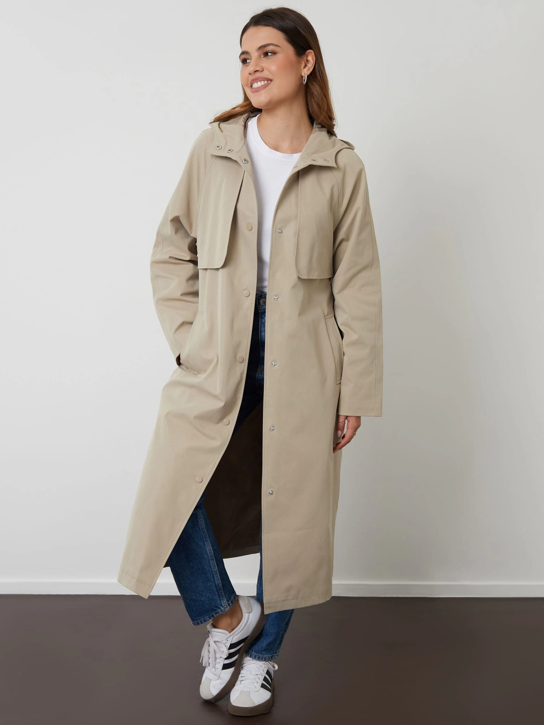 Natuurlijk - Threadbare Longline Hooded Trench Coat