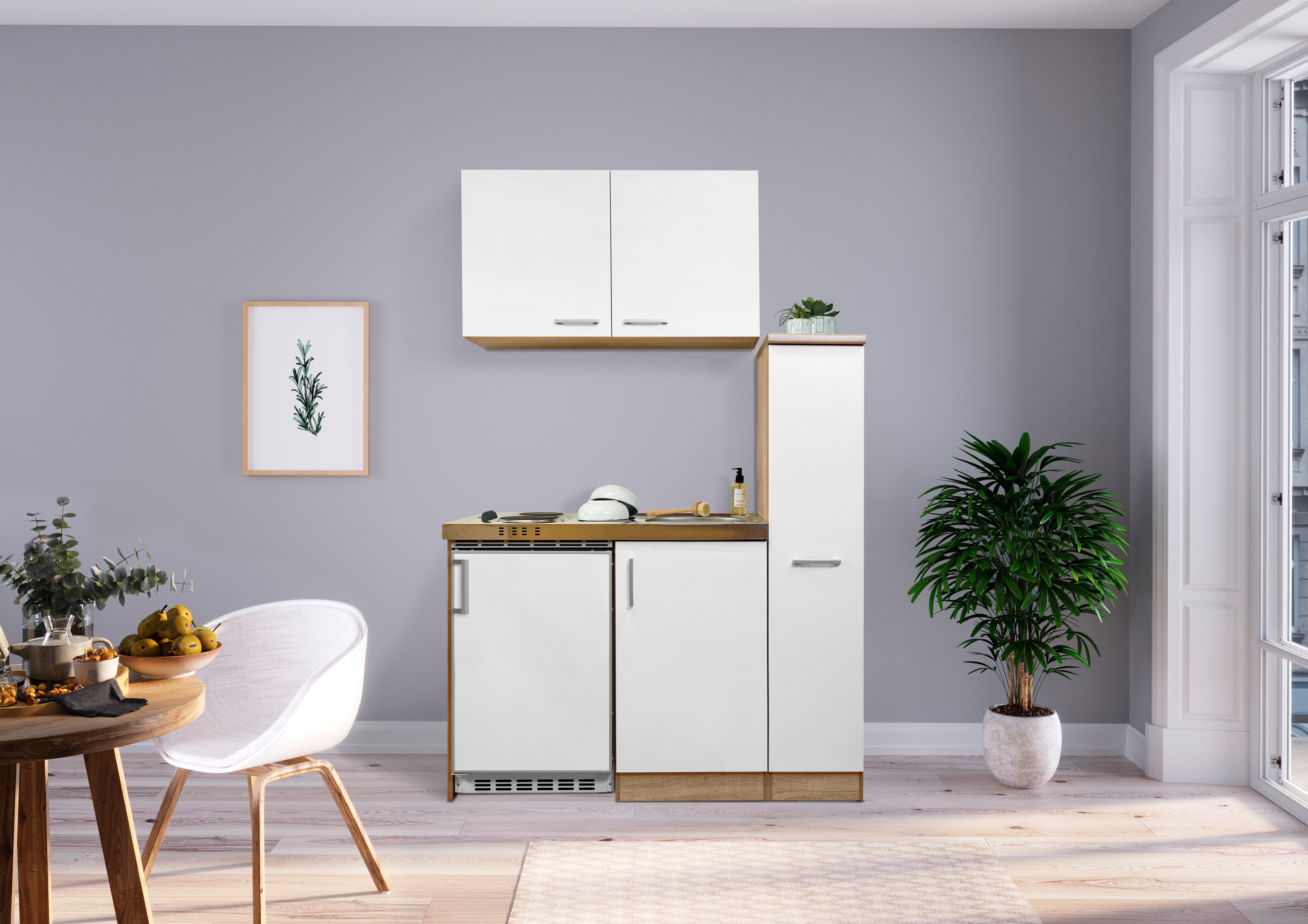 Respekta Miniküche MK130ESWOSS 130 cm weiß - Kochmulde