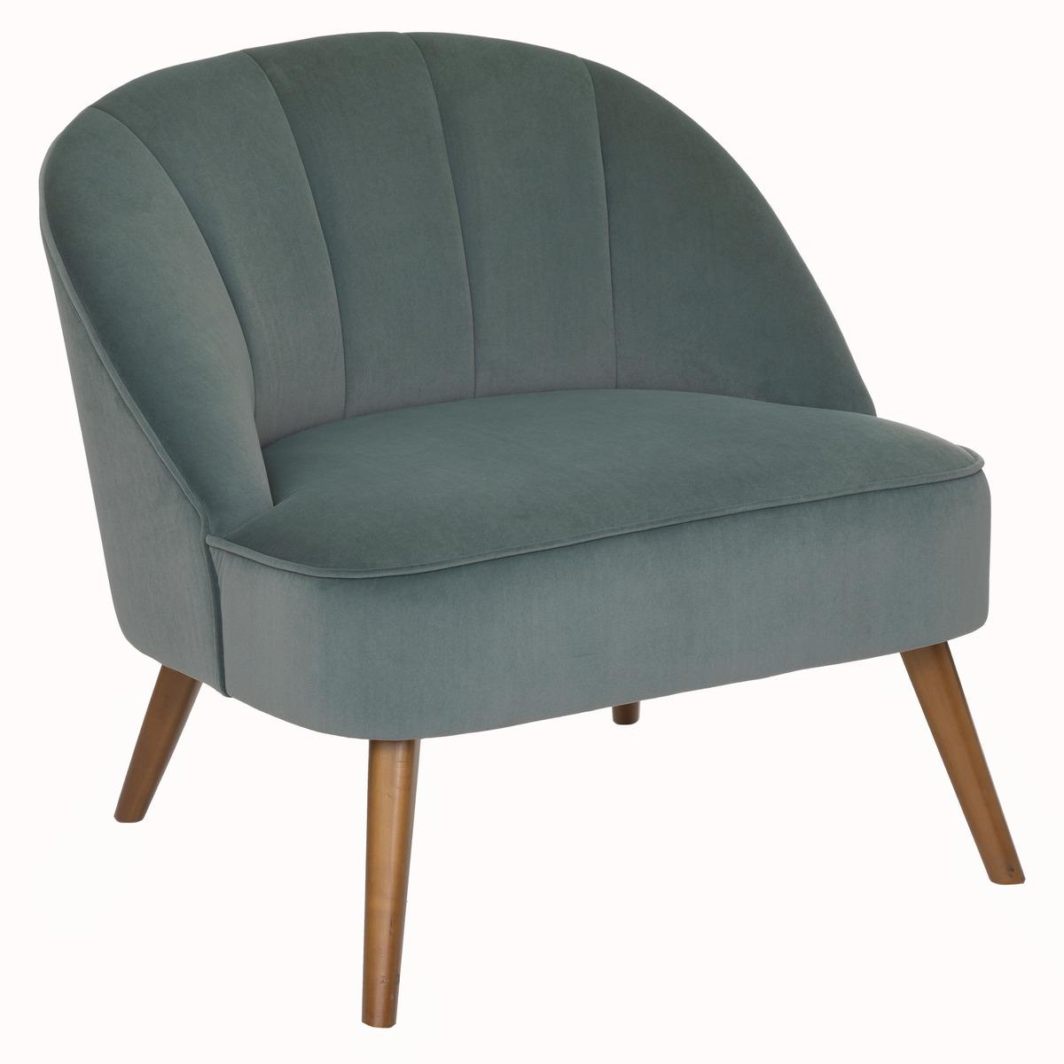 FAUTEUIL VELOURS PIED BOIS NAOVA CELADON