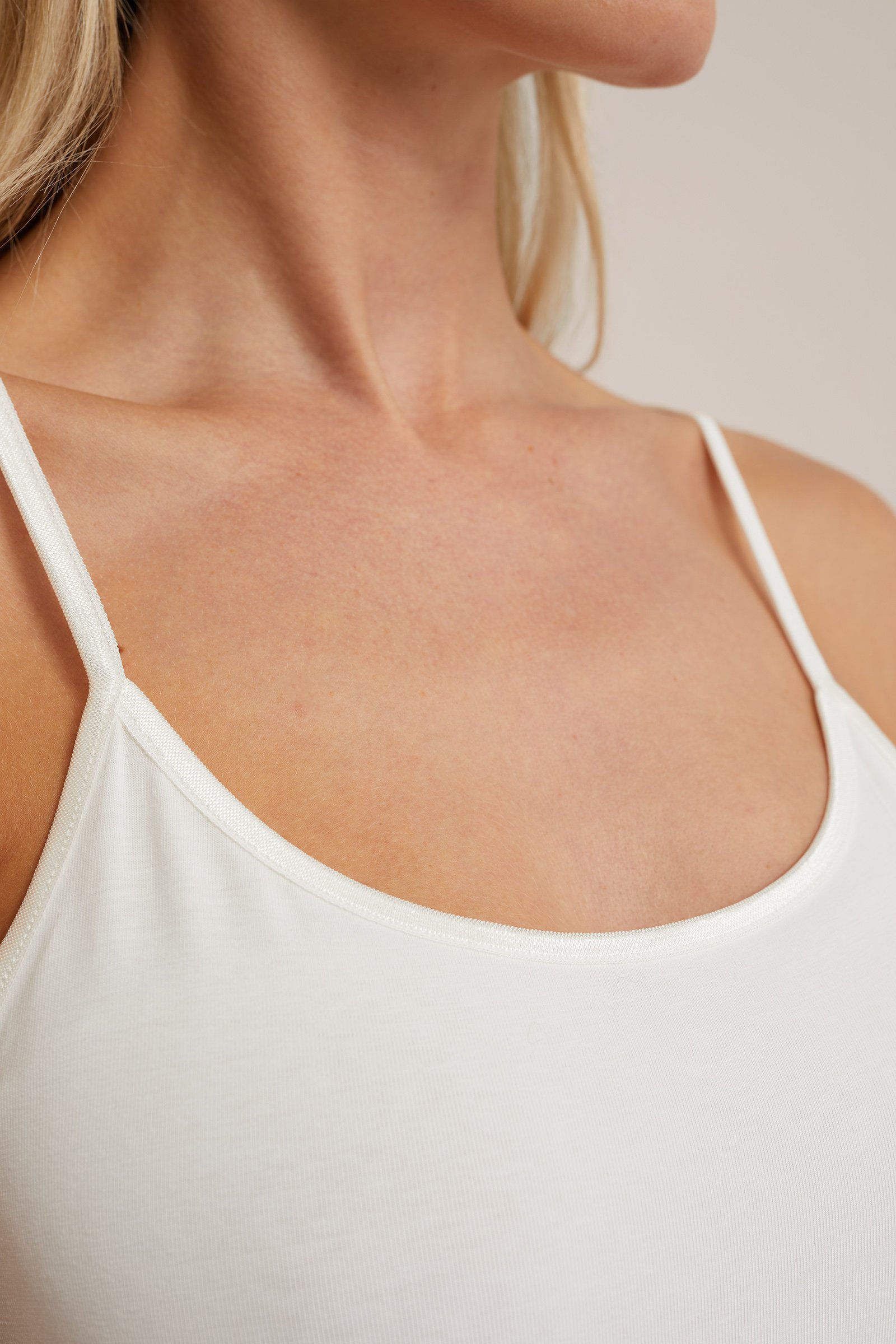 singlet van katoen WE Fashion Gebroken wit
