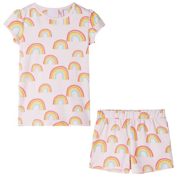 vidaXL Pijama de Manga Curta para Criança Rosa-suave 92 - 11399
