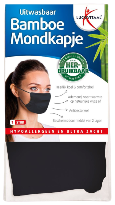 Lucovitaal Bamboe Mondkapje Zwart 1 stuk