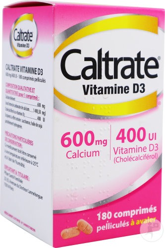 Caltrate Vitamine D3 600mg/400UI Calcium Et Cholécalciférol 180 Comprimés Pelliculés
