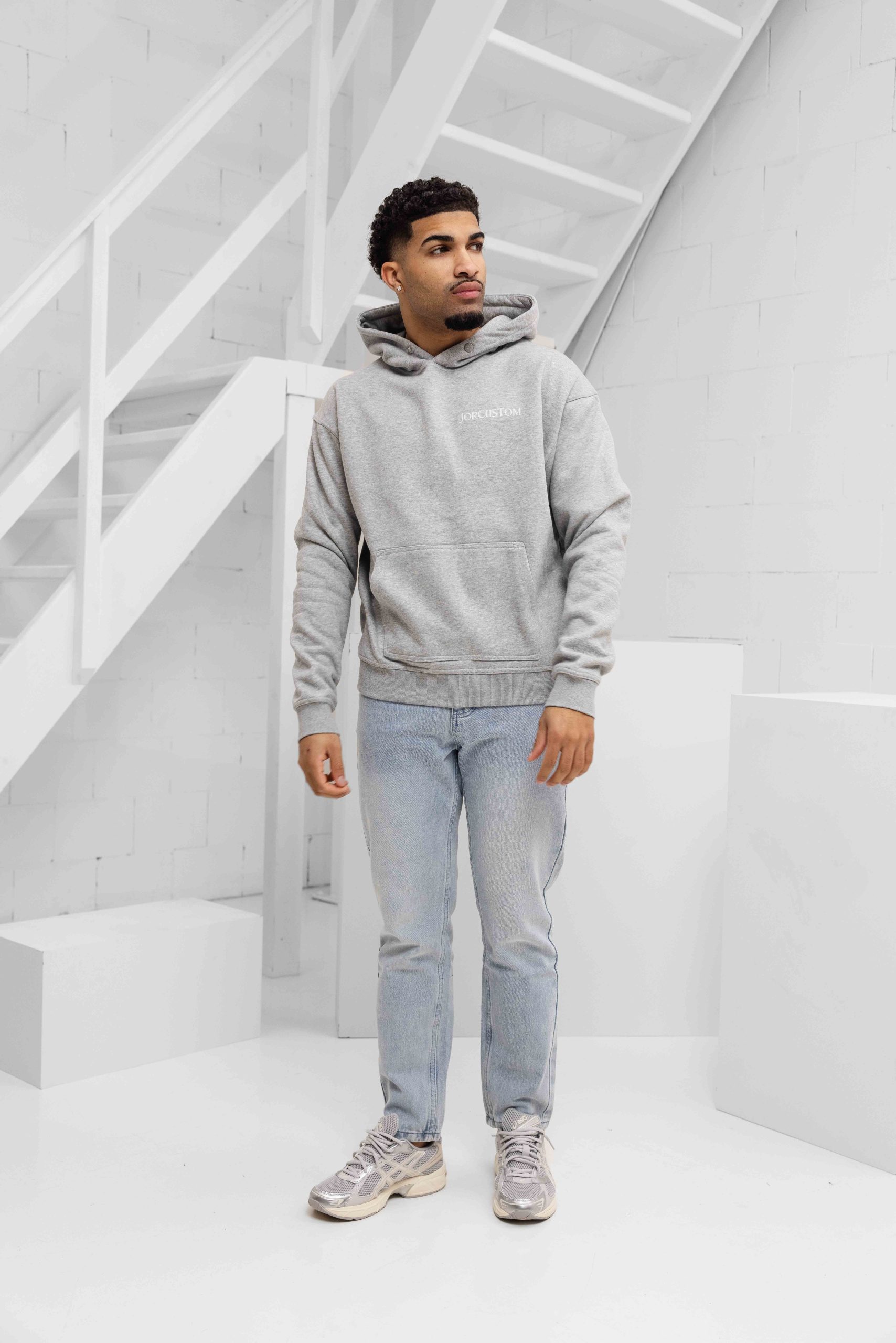 Jorcustom Ribbon Oversized Hoodie Heren Grijs