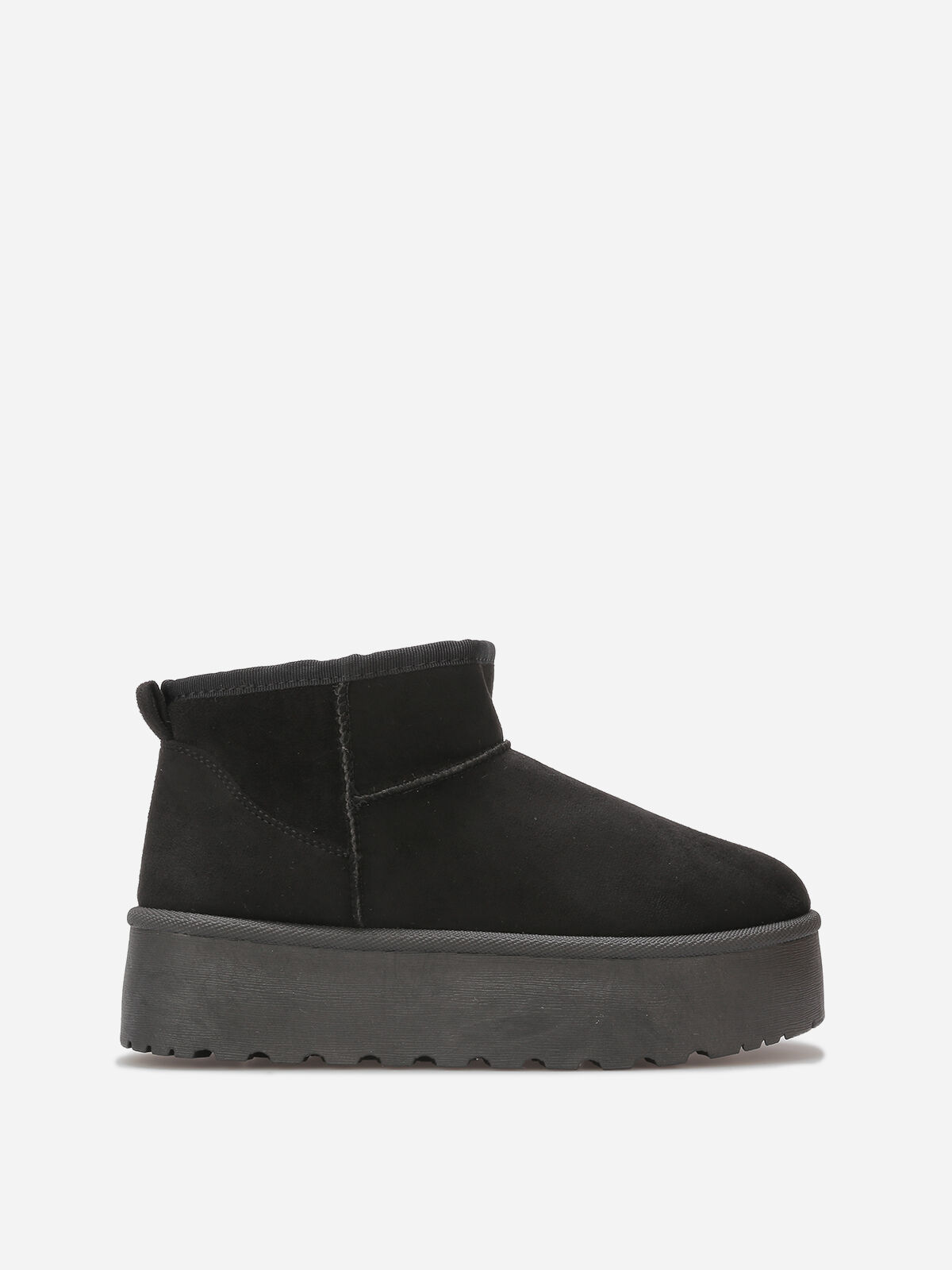 Boots en suédine fourrées à plateforme- Noir