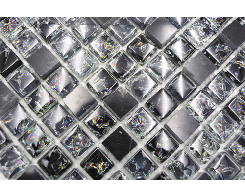 Glasmozaïek met natuursteen XIC 1028 zwart 30,5x30,5 cm